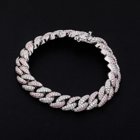 9mm Multicolor Diamond Cuban Link Bracelet