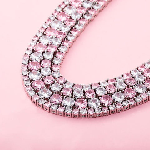 Pink & White Round Tennis Chain