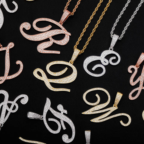 Jumbo Custom Cursive Letter Pendant Chain