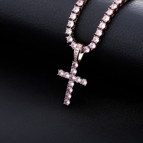 Diamond Micro Cross Pendant Chain