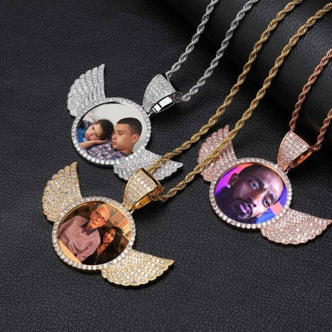 Custom Winged Photo Pendant Chain