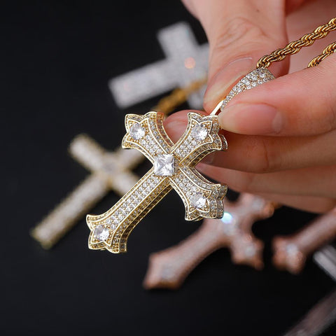 Pavé Diamond Cross Pendant Chain