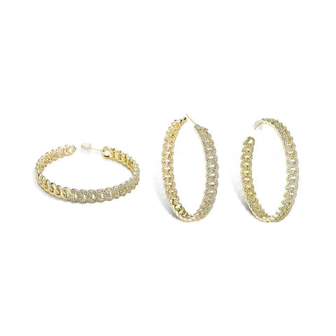 Iced Cuban Link Hoop Earrings