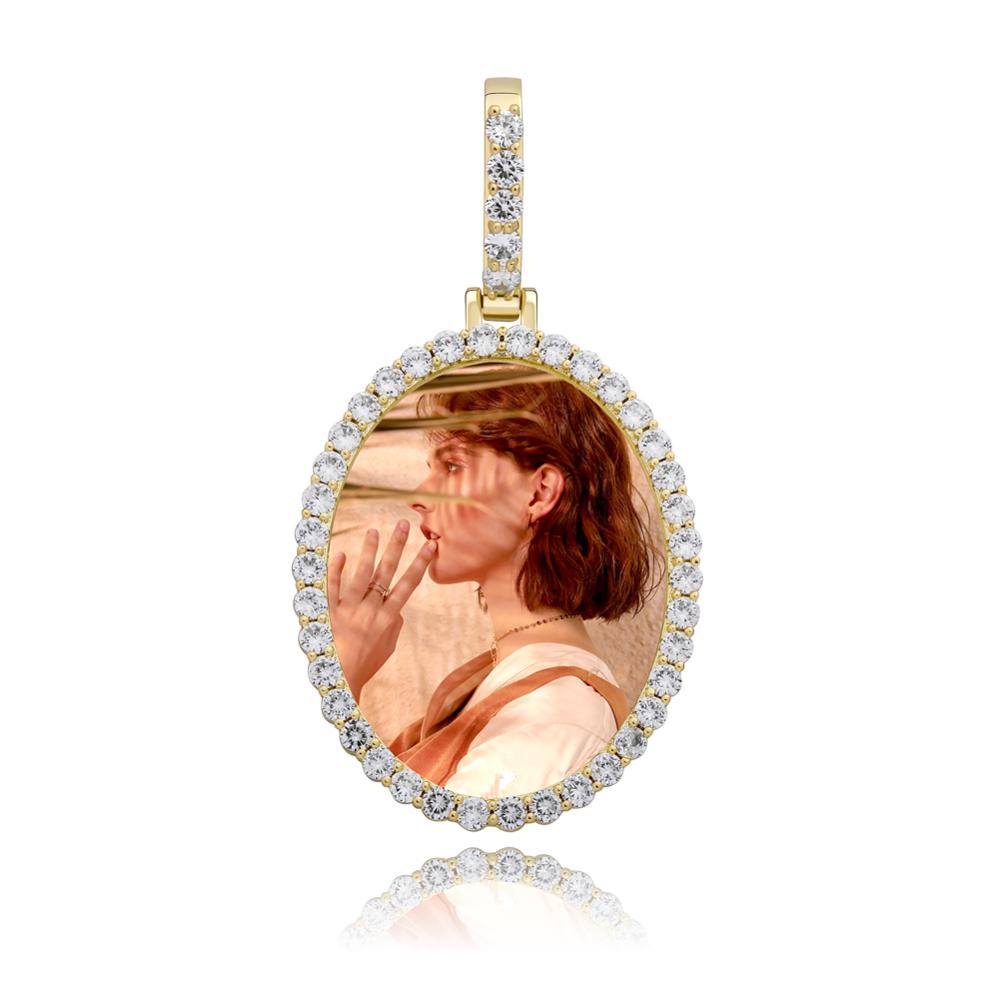 Diamond Oval Custom Photo Pendant