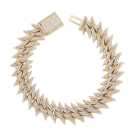 18mm Spiked Diamond Cuban Link Bracelet