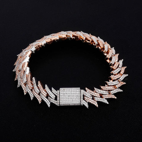 18mm Spiked Diamond Cuban Link Bracelet