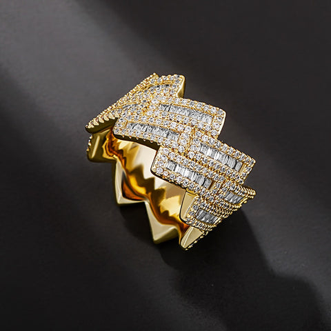 Chevron Baguette Prong Ring