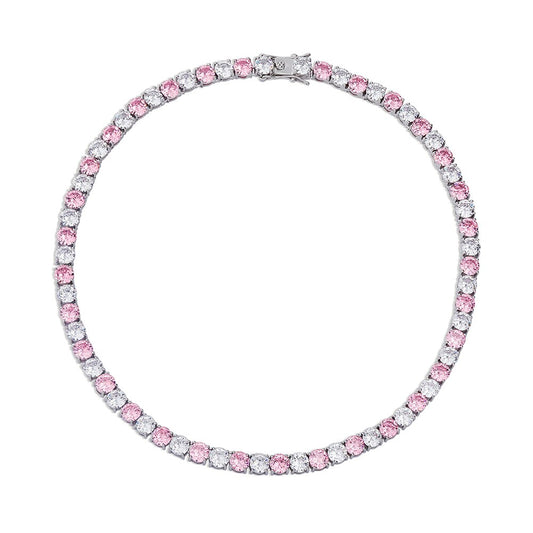 Pink & White Round Tennis Chain