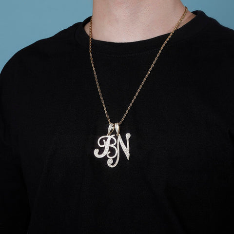 Jumbo Custom Cursive Letter Pendant Chain