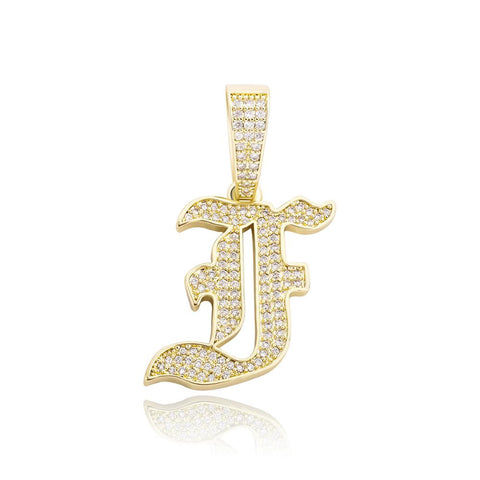 Custom Diamond Old English Initial Pendant Necklace