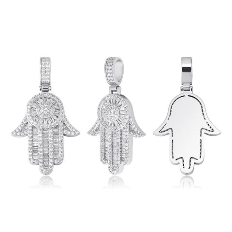 Diamond Baguette Hamsa Pendant Chain