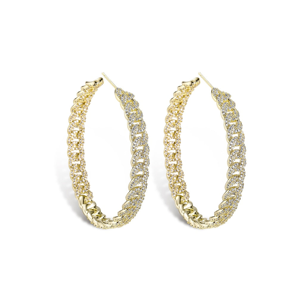 Iced Cuban Link Hoop Earrings