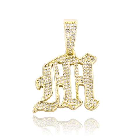 Custom Diamond Old English Initial Pendant Necklace