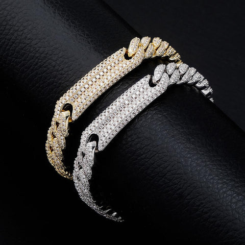 9mm Diamond Bar Cuban Link Bracelet