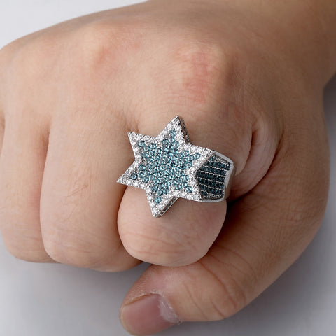 Diamond Six Point Star Ring