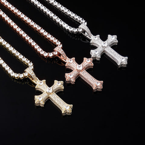 Pavé Diamond Cross Pendant Chain