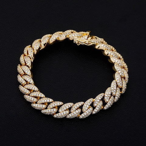 9mm Multicolor Diamond Cuban Link Bracelet