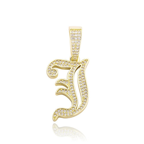 Custom Diamond Old English Initial Pendant Necklace