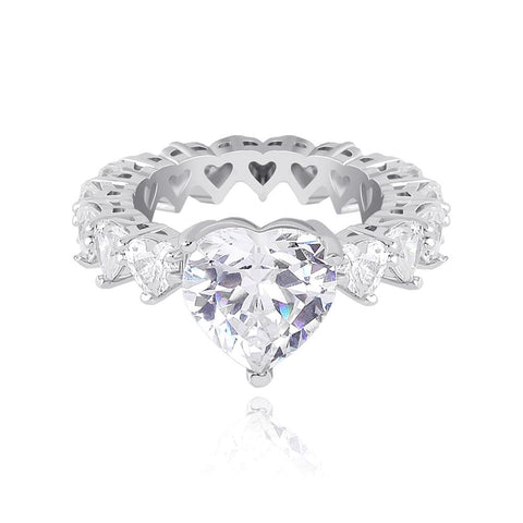 Diamond Heart Band Cocktail Ring