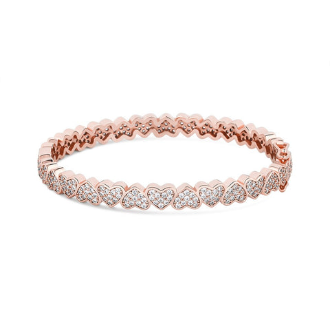 7mm Diamond Connected Hearts Bracelet