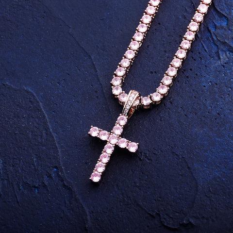 Diamond Micro Cross Pendant Chain