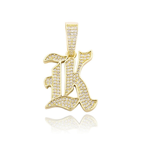 Custom Diamond Old English Initial Pendant Necklace