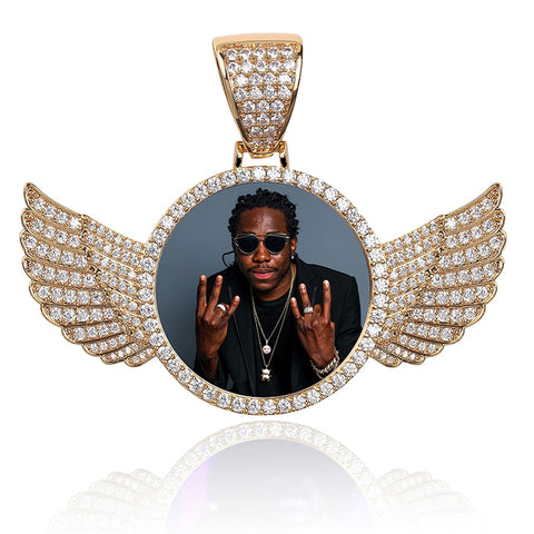 Custom Winged Photo Pendant Chain