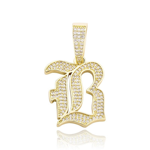 Diamond Custom Old English Pendant Tennis Chain