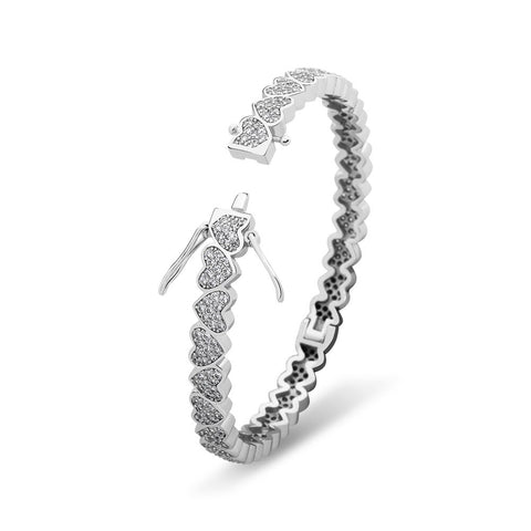 7mm Diamond Connected Hearts Bracelet