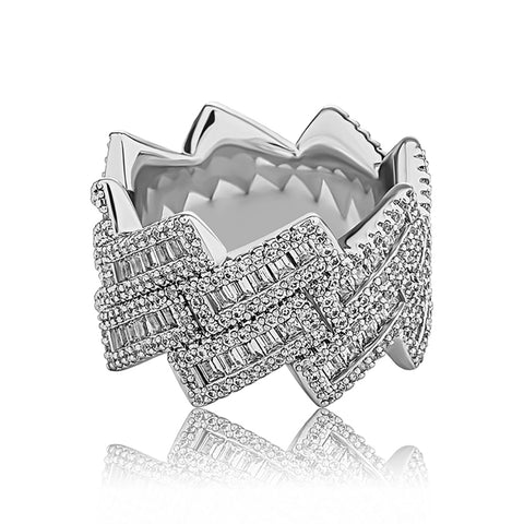 Chevron Baguette Prong Ring