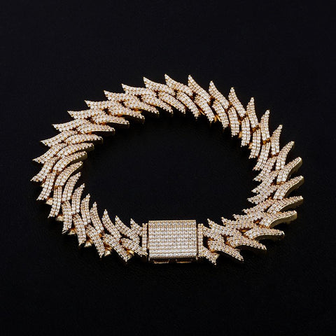 18mm Spiked Diamond Cuban Link Bracelet