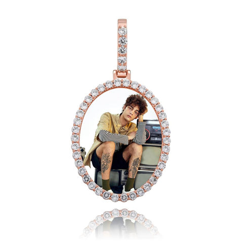 Diamond Oval Custom Photo Pendant