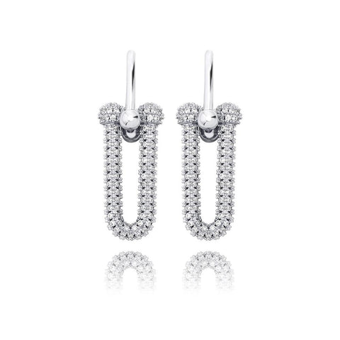 Diamond Horseshoe Dangle Earrings