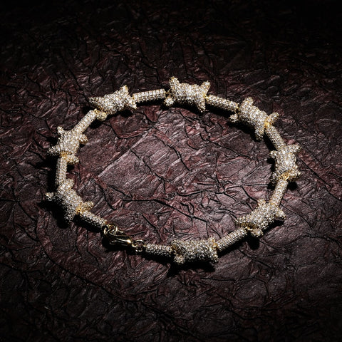 10mm Diamond Barbed Wire Link Bracelet