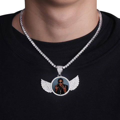 Custom Winged Photo Pendant Chain