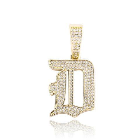 Custom Diamond Old English Initial Pendant Necklace