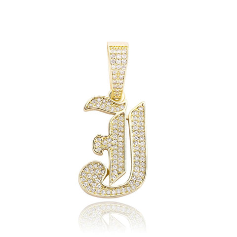 Custom Diamond Old English Initial Pendant Necklace