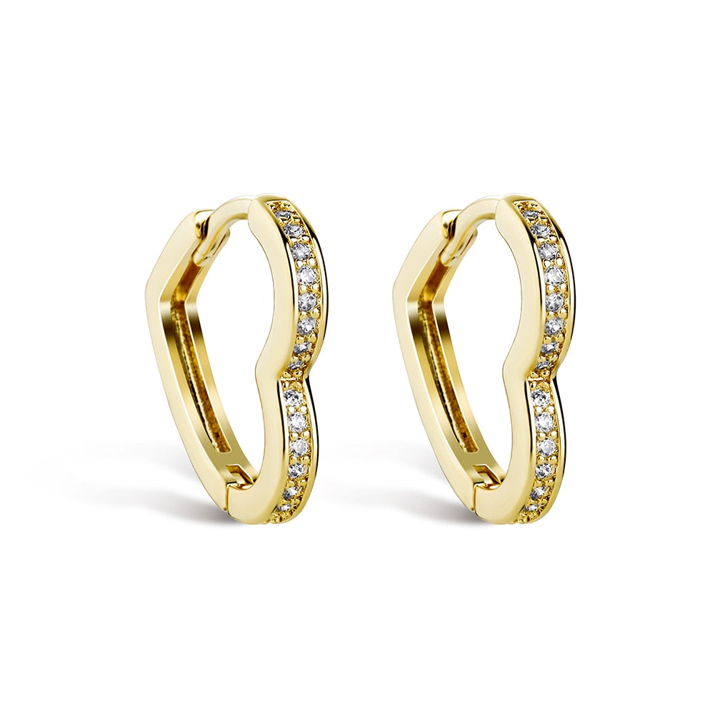 Sparkling Diamond Heart Hoop Earrings