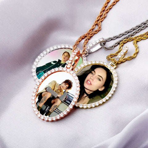 Diamond Oval Custom Photo Pendant