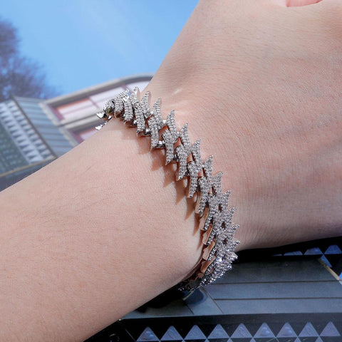 18mm Spiked Diamond Cuban Link Bracelet