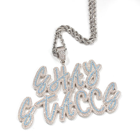 Diamond 3D Cursive Custom Name Pendant Necklace