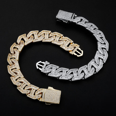 16mm Prong Baguette Mariner Link Bracelet