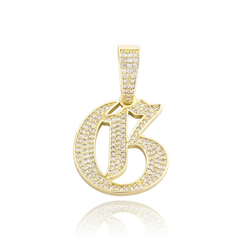 Custom Diamond Old English Initial Pendant Necklace