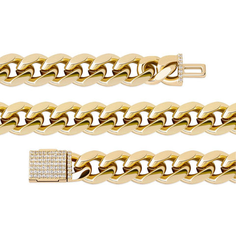 12mm Diamond Box Clasp Cuban Link Bracelet