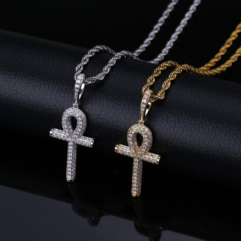 Diamond Pavé Ankh Pendant Chain