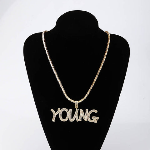 Custom Baguette Cursive Letter Name Necklace