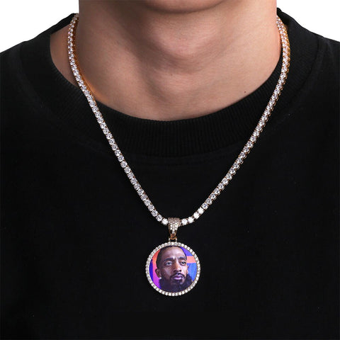 Custom Round Photo Pendant Chain