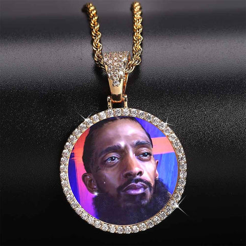 Custom Round Photo Pendant Chain