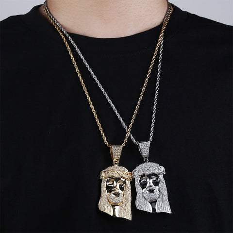 Diamond Jesus Piece Pendant Chain