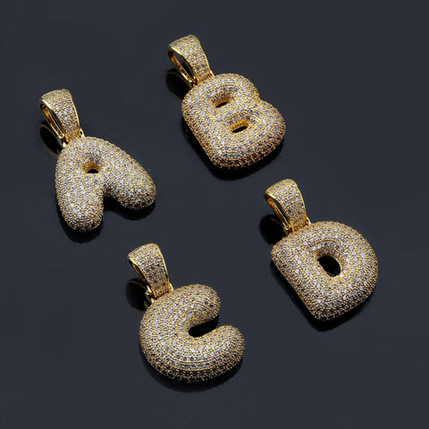 Diamond Custom Bubble Letter Pendant Necklace